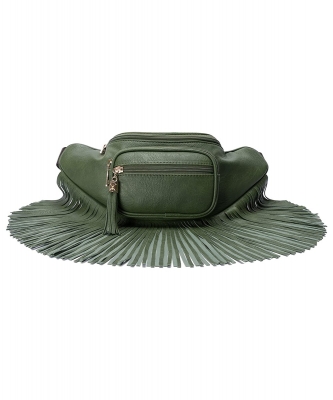 Fashion Fringe Tassel Fanny Pack Waist Bag KL088 OLIVE